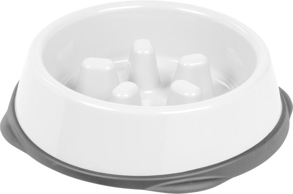 IRIS Slow Feeding Dog & Cat Bowl, Short Snouted, White/Grey, 2 cups slide 1 of 7