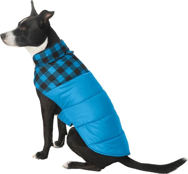 Frisco Boulder Plaid Insulated Dog & Cat Puffer Coat, Blue, X-Large slide 1 of 8