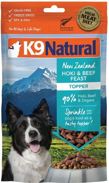 K9 Natural Hoki & Beef Grain-Free Freeze-Dried Dog Food Topper, 3.5-oz bag slide 1 of 10