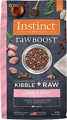 Instinct Raw Boost Skin & Coat Health Grain-Free Recipe with Real Chicken & Freeze-Dried Raw Pieces Adult Dry Dog Food, 4-lb bag slide 1 of 11