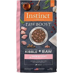 Instinct Raw Boost Skin & Coat Health Grain-Free Recipe with Real Chicken & Freeze-Dried Raw Pieces Adult Dry Dog Food, 4-lb bag