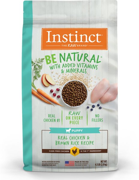 Instinct Be Natural Puppy Real Chicken & Brown Rice Recipe Freeze-Dried Raw Coated Dry Dog Food, 4.5-lb bag slide 1 of 9