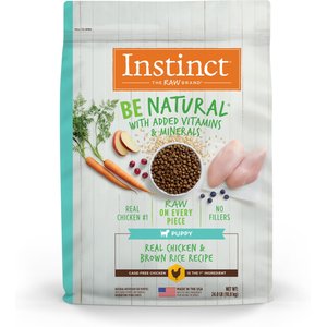 Instinct Be Natural Puppy Real Chicken & Brown Rice Recipe Freeze-Dried Raw Coated Dry Dog Food, 24-lb bag
