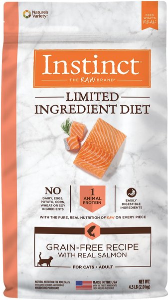 Instinct Limited Ingredient Diet Grain-Free Recipe with Real Salmon Freeze-Dried Raw Coated Adult Dry Cat Food, 4.5-lb bag slide 1 of 11