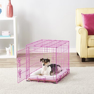 Frisco Fold & Carry Single Door Collapsible Wire Dog Crate, Pink, slide 1 of 1