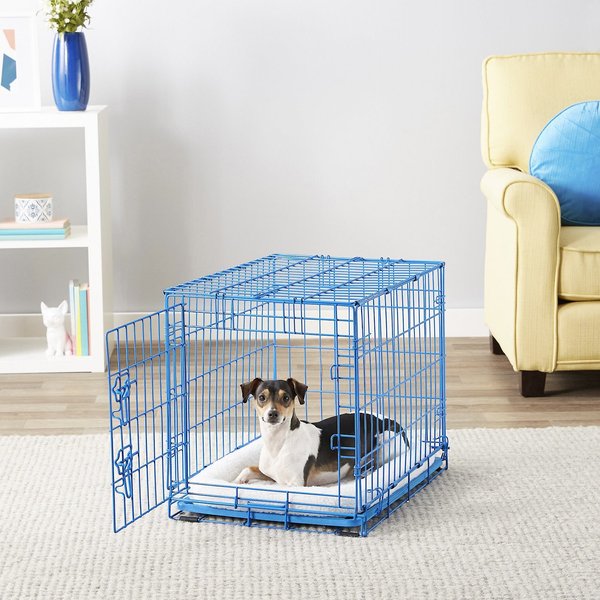 Frisco Fold & Carry Single Door Collapsible Wire Dog Crate, Blue, 24 inch slide 1 of 10