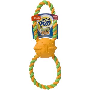 Hartz Dura Play Tug of Fun Double Ring Squeaky Latex Dog Toy