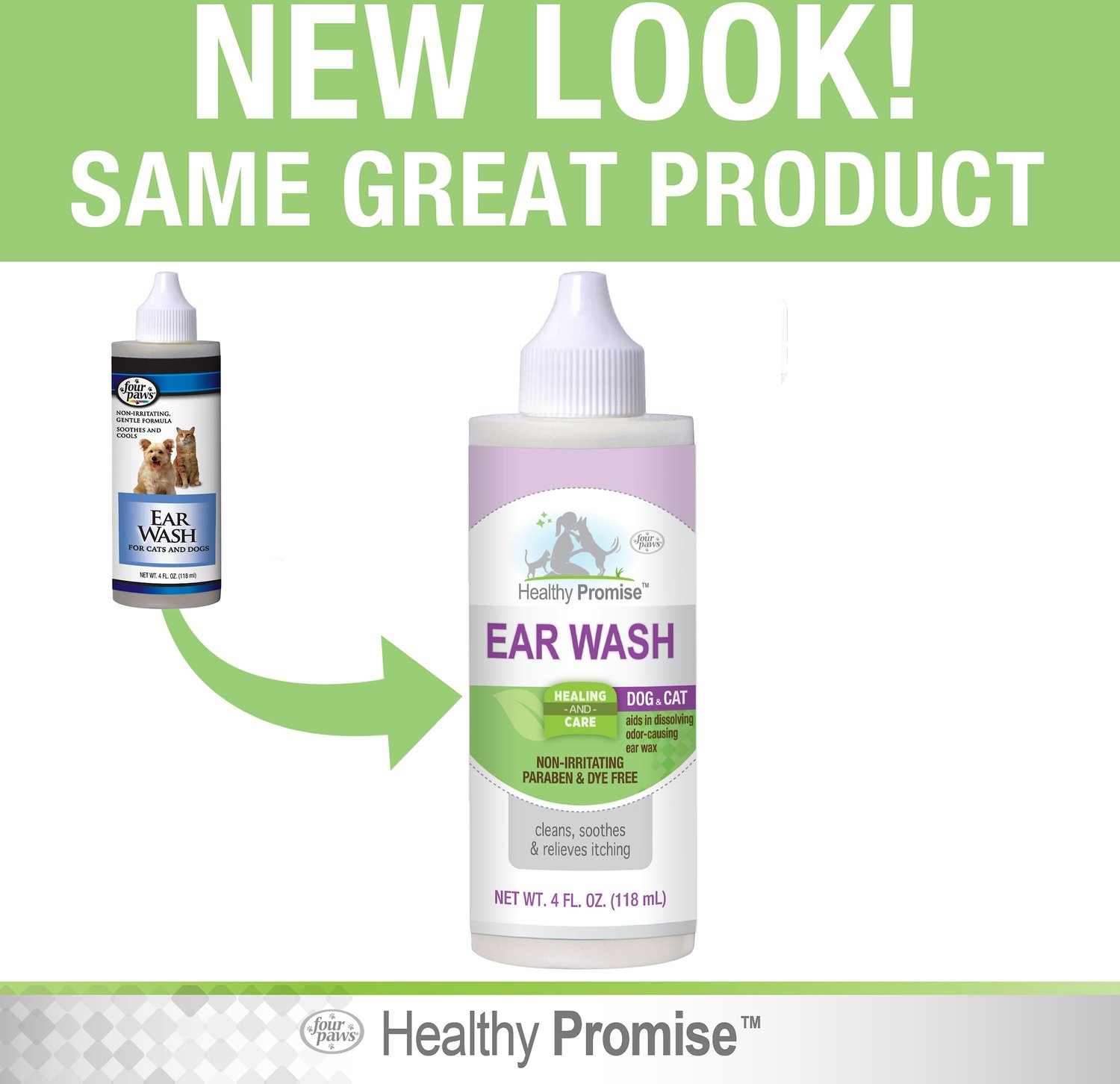 Four Paws Sain Healthy Promise Heavy Ear Wash, Bouteille de 4 oz - Chewy.com