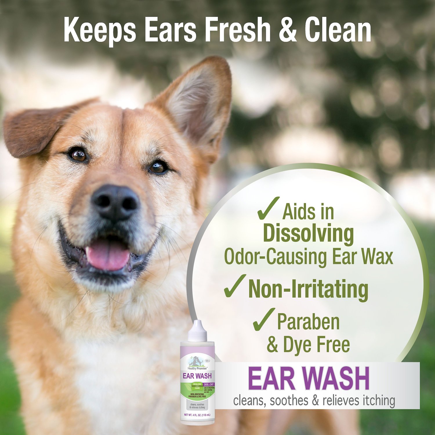 FOUR PAWS Healthy Promise Dog & Cat Ear Wash, 4-oz bottle - Chewy.com