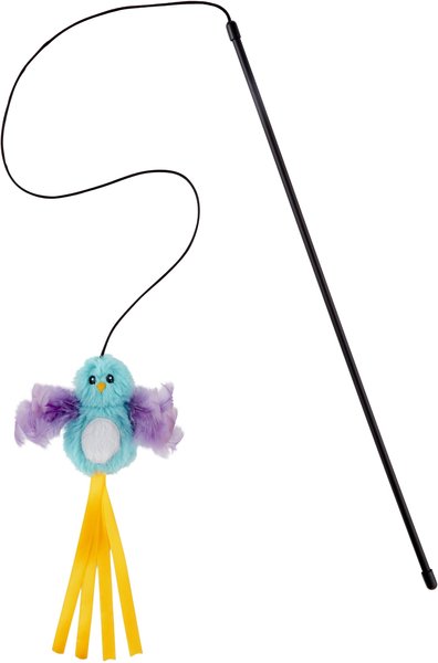 Frisco Bird Teaser with Feathers Cat Toy, Blue slide 1 of 4