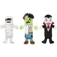 Frisco Living Dead Monsters Plush Squeaky Dog Toy, 3 count