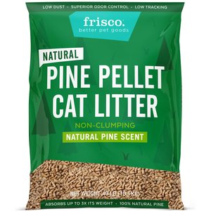 Frisco Pine Pellet Unscented Non-Clumping Wood Cat Litter, 40-lb bag