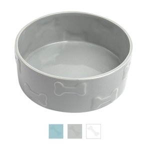 Park Life Designs Manor Ceramic Dog & Cat Bowl, Grey, 2-cup