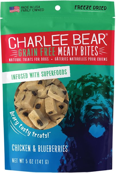 Charlee Bear Meaty Bites Chicken & Blueberries Grain-Free Freeze-Dried Dog Treats, 5-oz bag slide 1 of 8