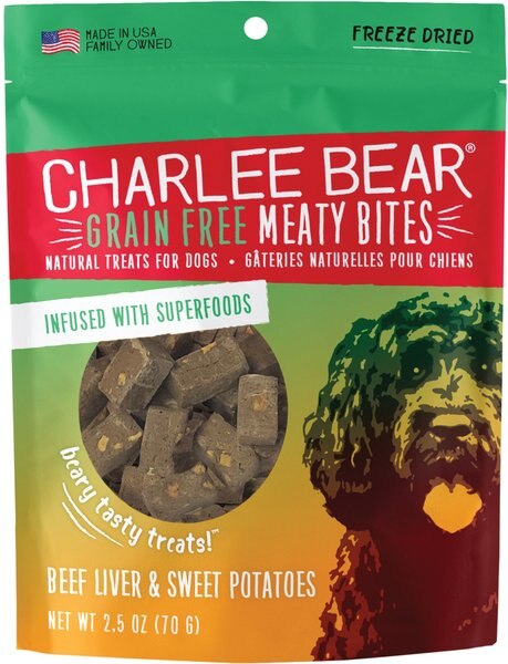 Charlee Bear Meaty Bites Beef Liver & Sweet Potatoes Grain-Free Freeze-Dried Dog Treats, 2.5-oz bag slide 1 of 8