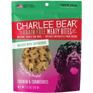 Charlee Bear Meaty Bites Chicken & Cranberries Grain-Free Freeze-Dried Dog Treats, 2.5-oz bag