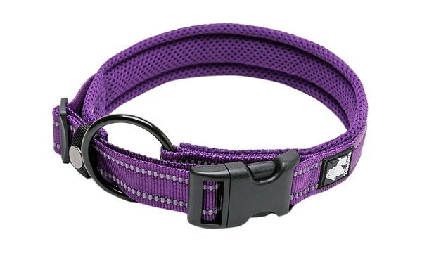 Chai's Choice Comfort Cushion 3M Polyester Reflective Dog Collar, Purple, Large: 17.7 to 19.7-in neck, 4/5-in wide slide 1 of 4