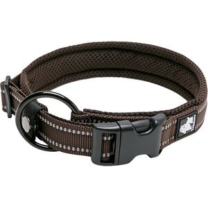 Chai's Choice Comfort Cushion 3M Polyester Reflective Dog Collar, Chocolate, Medium: 15.7 to 17.7-in neck, 4/5-in wide
