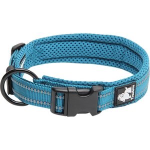 Chai's Choice Comfort Cushion 3M Polyester Reflective Dog Collar, Teal Blue, Medium: 15.7 to 17.7-in neck, 4/5-in wide