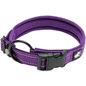 Chai's Choice Comfort Cushion 3M Polyester Reflective Dog Collar, Purple, Small: 13.8 to 15.7-in neck, 4/5-in wide