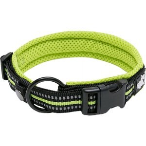 Chai's Choice Comfort Cushion 3M Polyester Reflective Dog Collar, Lemon Lime, X-Large: 19.7 to 21.7-in neck, 1-in wide