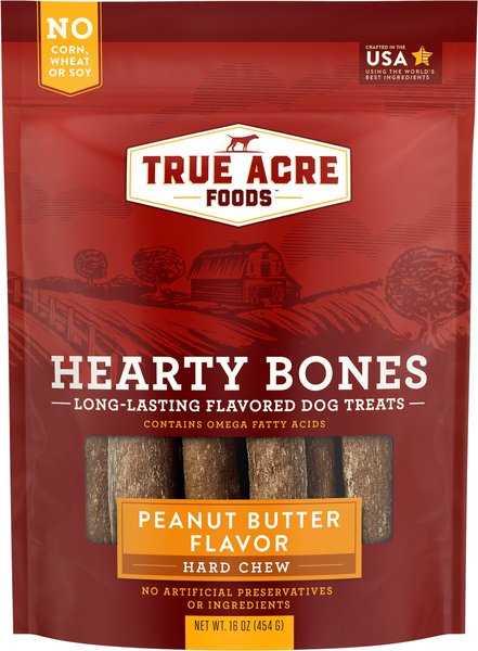 True Acre Foods Hearty Bones Long-Lasting Peanut Butter Flavored Treats, 16-oz bag slide 1 of 8