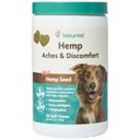 NaturVet Hemp Aches & Discomfort Glucosamine Plus Hemp Seed Dog Supplement, 60 count