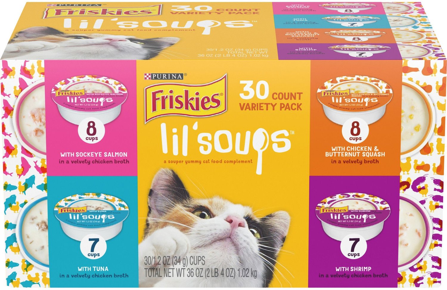 FRISKIES Lil' Soups Broths Variety Pack Lickable Cat Treats, 1.2oz cup