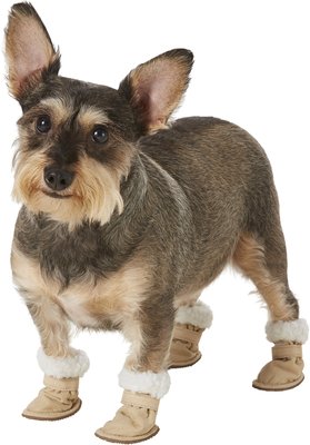Pup Crew Tan & Brown Faux Shearling Dog Bootie, slide 1 of 1