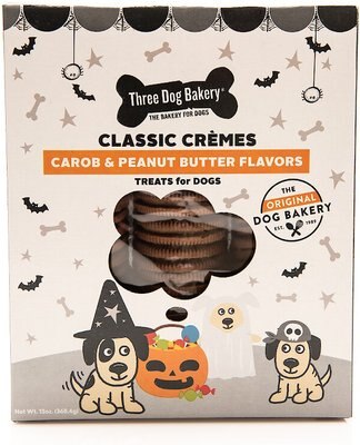 Three Dog Bakery Classic Cremes Carob & Peanut Butter Flavors Dog Treats, slide 1 of 1