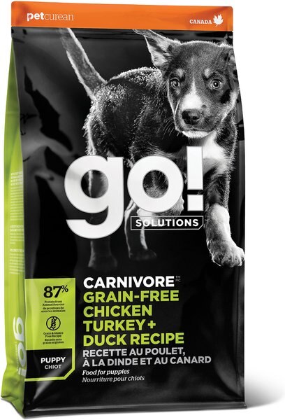 Go! Solutions Carnivore Grain-Free Chicken, Turkey + Duck Puppy Recipe Dry Dog Food, 12-lb bag slide 1 of 9