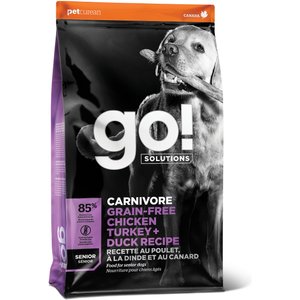 Go! Solutions Carnivore Grain-Free Chicken, Turkey + Duck Senior Recipe Dry Dog Food, 22-lb bag