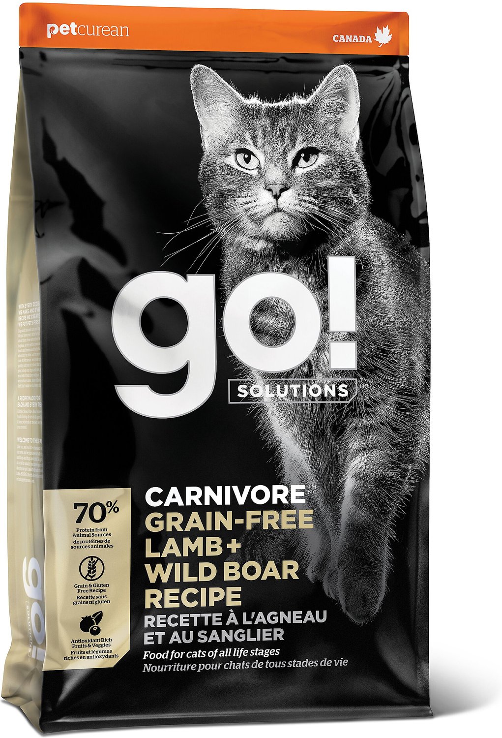 GO! Solutions Carnivore Grain-Free Lamb + Wild Boar Recipe Dry Cat Food , 8-lb bag - Chewy.com