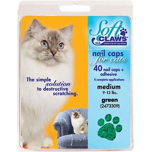 Soft Claws Cat Nail Caps, 40 count, Small, Green
