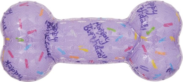 Frisco Birthday TPR Bone Dog Toy, Purple, Large slide 1 of 4