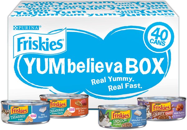 Friskies YUMbelievaBOX YUM-sational Treasures Variety Pack Canned Cat Food, 5.5-oz can, case of 40 slide 1 of 9