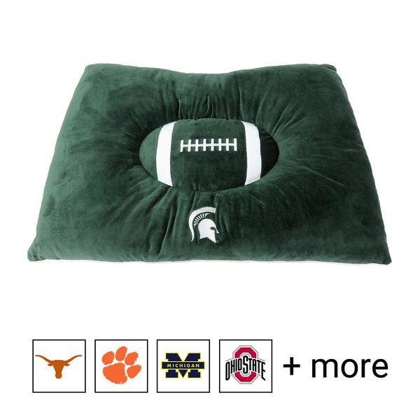 Pets First NCAA Football Pillow Dog Bed, Michigan State Spartans slide 1 of 3