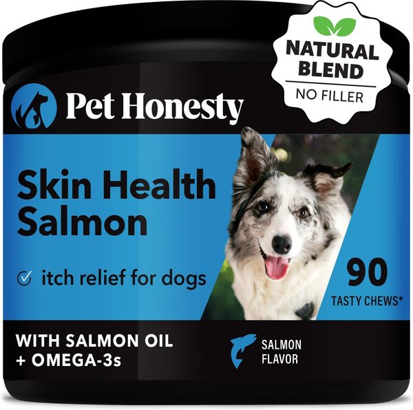 PetHonesty Salmon Skin Health Salmon Flavored Soft Chews Skin & Coat Supplement for Dogs, 90 count slide 1 of 10