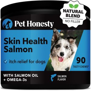 PetHonesty Salmon Skin Health Salmon Flavored Soft Chews Skin & Coat Supplement for Dogs, 90 count
