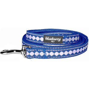 Blueberry Pet 3M Jacquard Nylon Reflective Dog Leash, Palace Blue, Medium: 5-ft long, 3/4-in wide