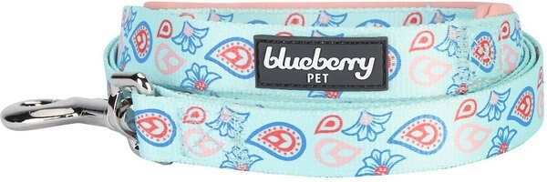 Blueberry Pet Spring Paisley Flower Polyester Dog Leash, Pastel Blue, Small: 5-ft long, 5/8-in wide slide 1 of 5