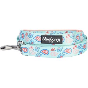 Blueberry Pet Spring Paisley Flower Polyester Dog Leash, Pastel Blue, Small: 5-ft long, 5/8-in wide
