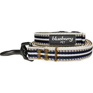 Blueberry Pet 3M Striped Polyester Reflective Dog Leash, Olive & Blue/Gray, Large: 4-ft long, 1-in wide