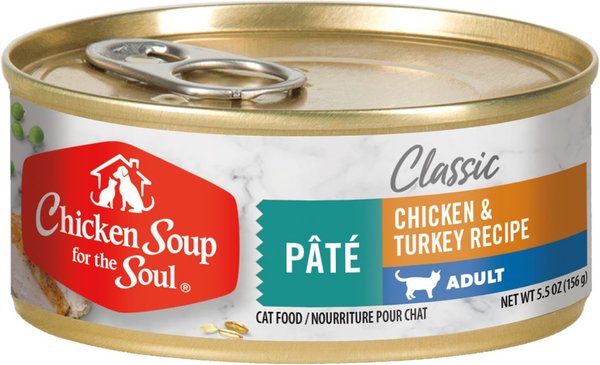 Chicken Soup for the Soul Chicken & Turkey Recipe Adult Pate Canned Cat Food, 5.5-oz, case of 24 slide 1 of 7