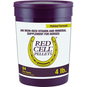 Horse Health Products Red Cell Iron Rich Vitamins & Minerals Hay Flavor Pellets Horse Supplement, 4-lb bucket