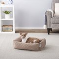 Frisco Velvet Rectangular Bolster Cat & Dog Bed, Beige, Medium