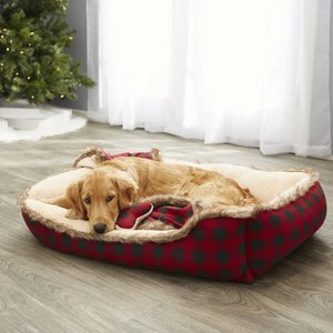 Frisco Buffalo Check Cuddler Pet Bed & Gift Set, Large