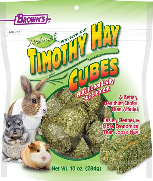 Brown's Natural Timothy Hay Cubes Chinchilla, Guinea Pig & Rabbit Food, 10-oz slide 1 of 5