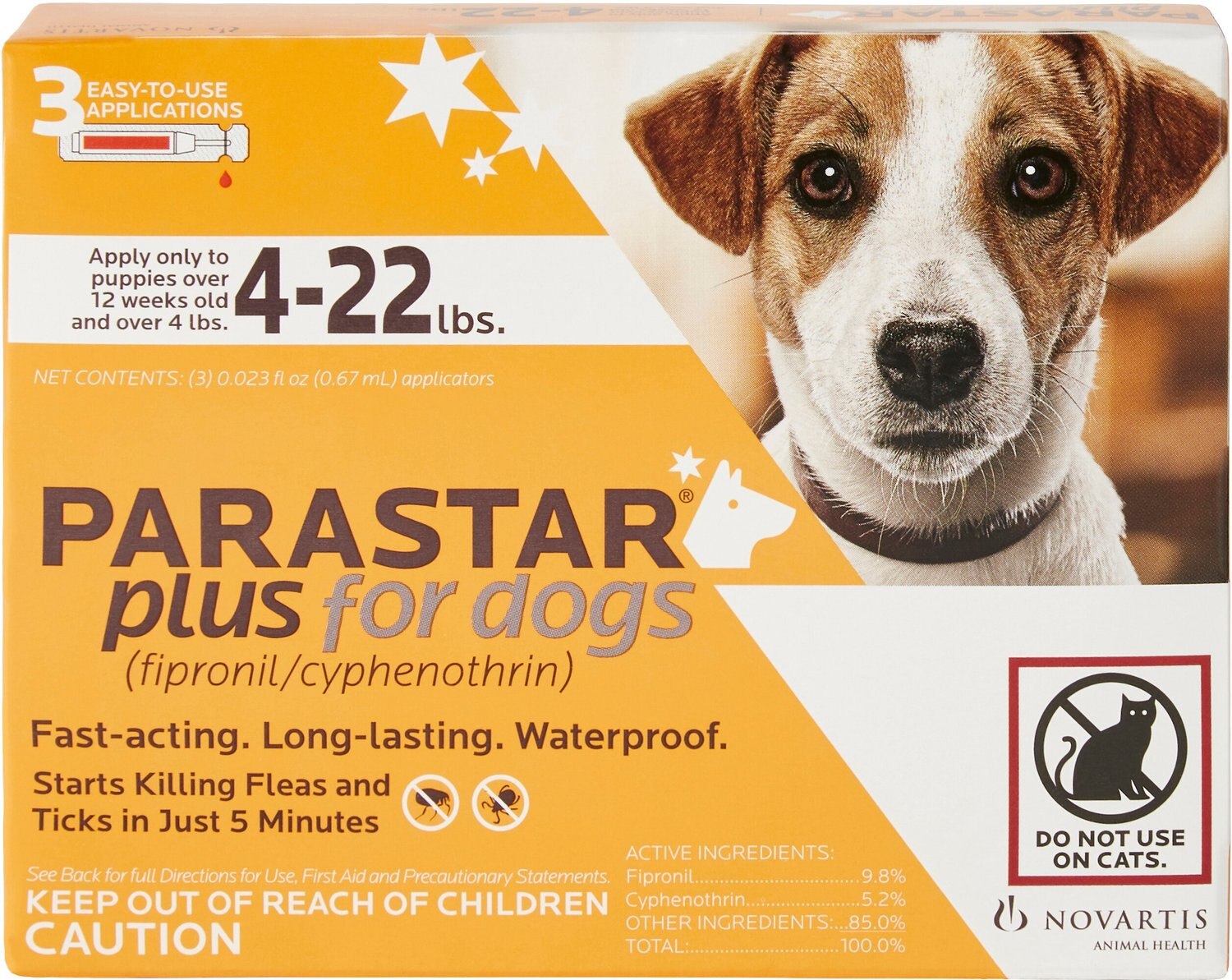 Parastar Plus Flea Tick Treatment For Dogs 4 22lbs 3 Treatments 