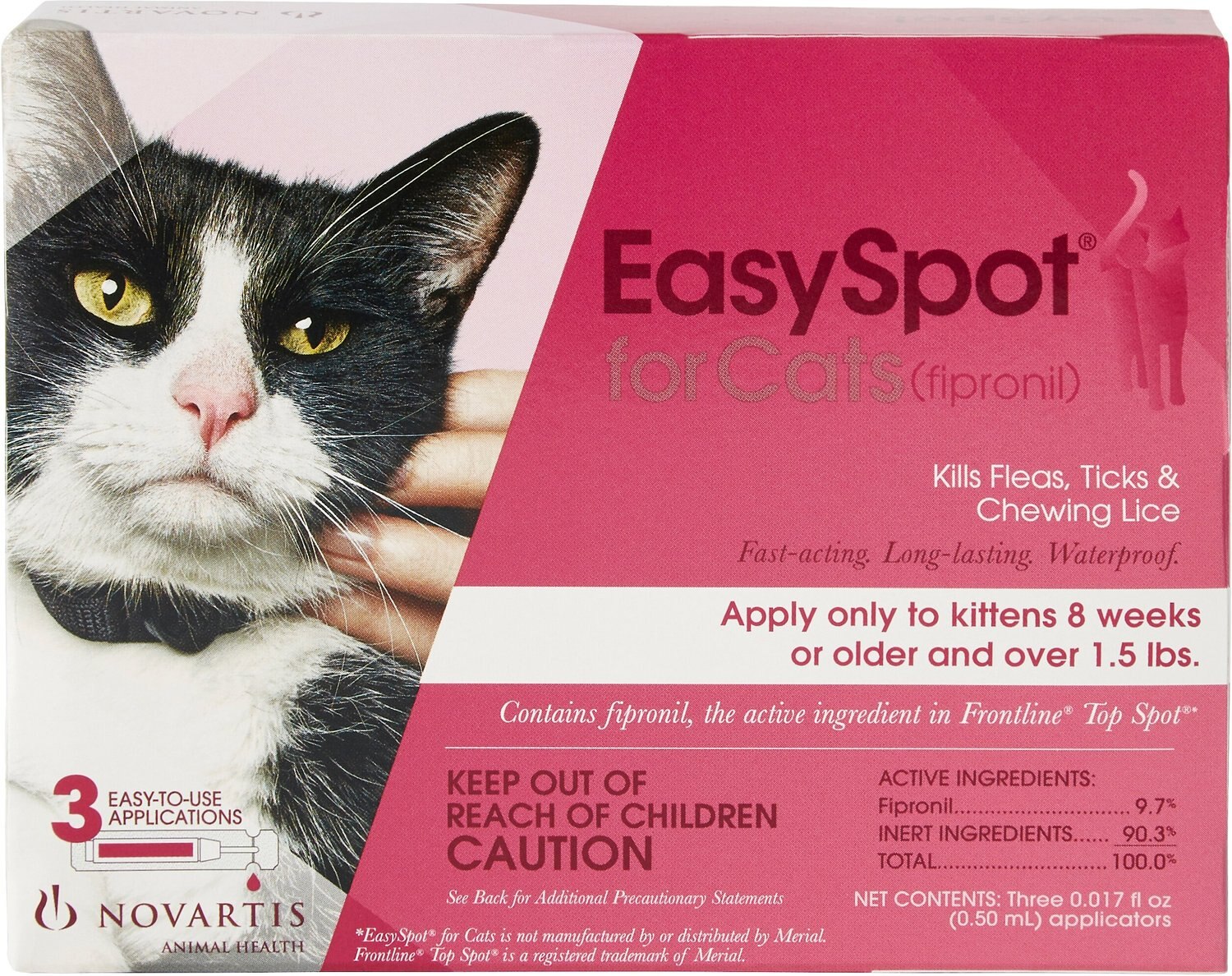 EasySpot Flea & Tick Treatment for Cats, 3 treatments